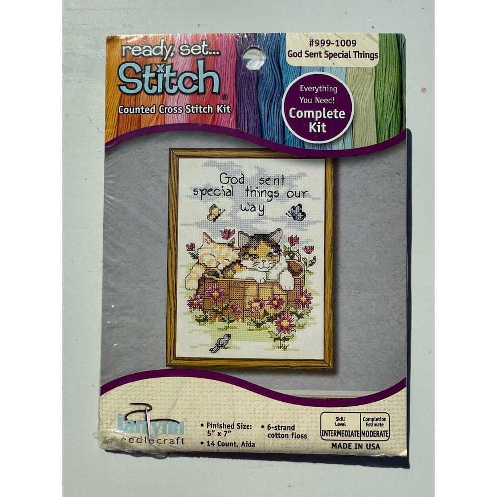 Janlynn God Sent Special Things Kitten Counted Cross Stitch Kit Intermediate NEW